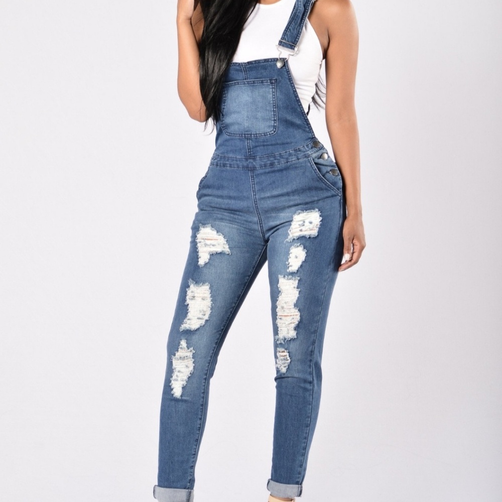 Distressed Don't Stress Fashion Nova Overall